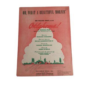 Oh What A Beautiful Mornin 1943 Vintage Sheet Music Piano Voice Oklahoma